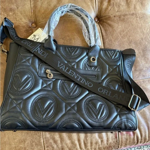 Valentino Black Quilted Satchel and Pouch - Picture 2 of 2